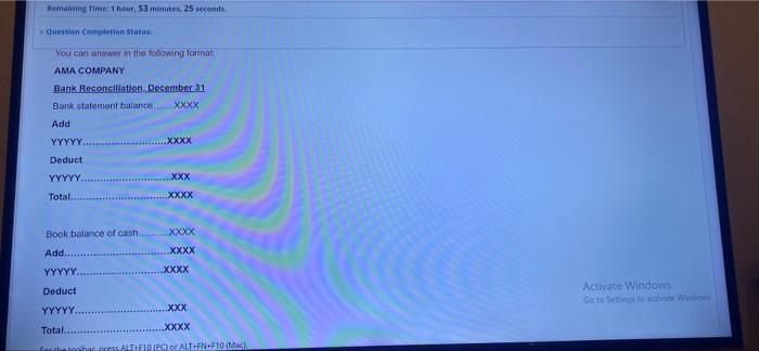 15 3 points Save Now AMA Company's bank statement for 31st December