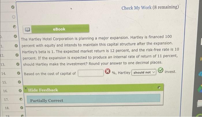 O Check My Work (8 remaining) 1. 2. 22 B eBook The