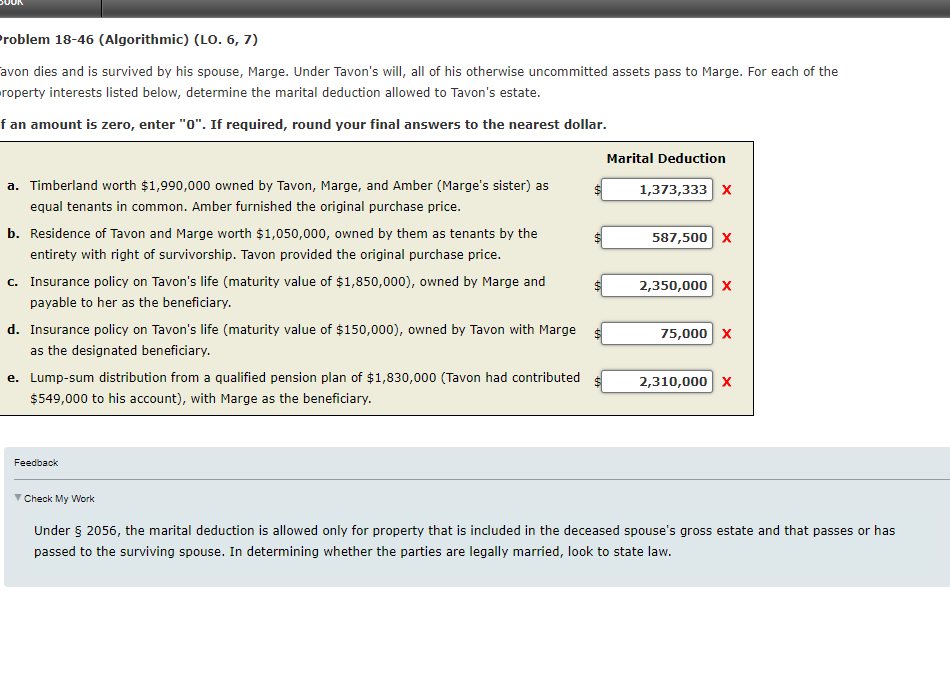 Problem 18-46 (Algorithmic) (LO. 6, 7) avon dies and is survived by