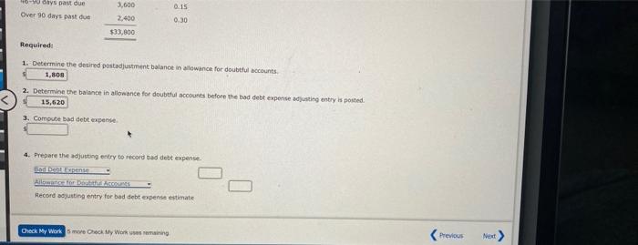 Using the Aging Method At the beginning of the year, Tennyson Auto