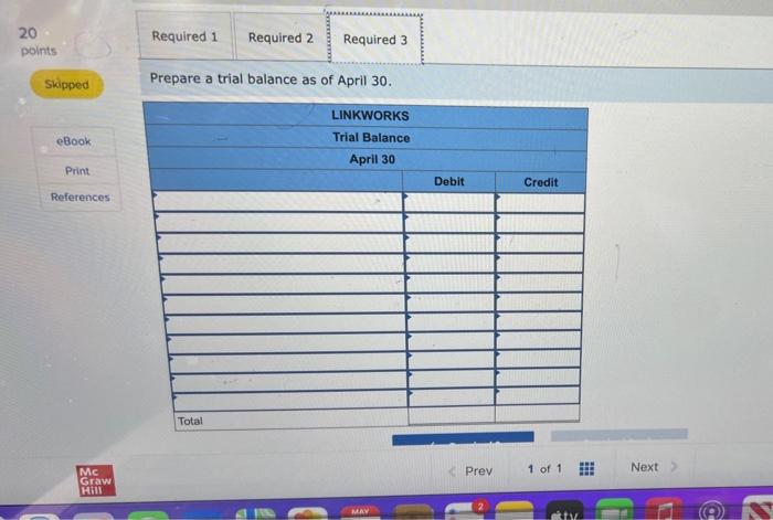 month of operations. April 1 Tanner invested $150,000 cash along with office