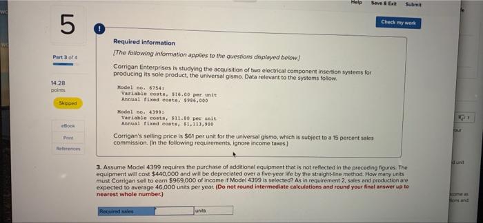 5 o Help Save & Exit Submit Check my work Part 3