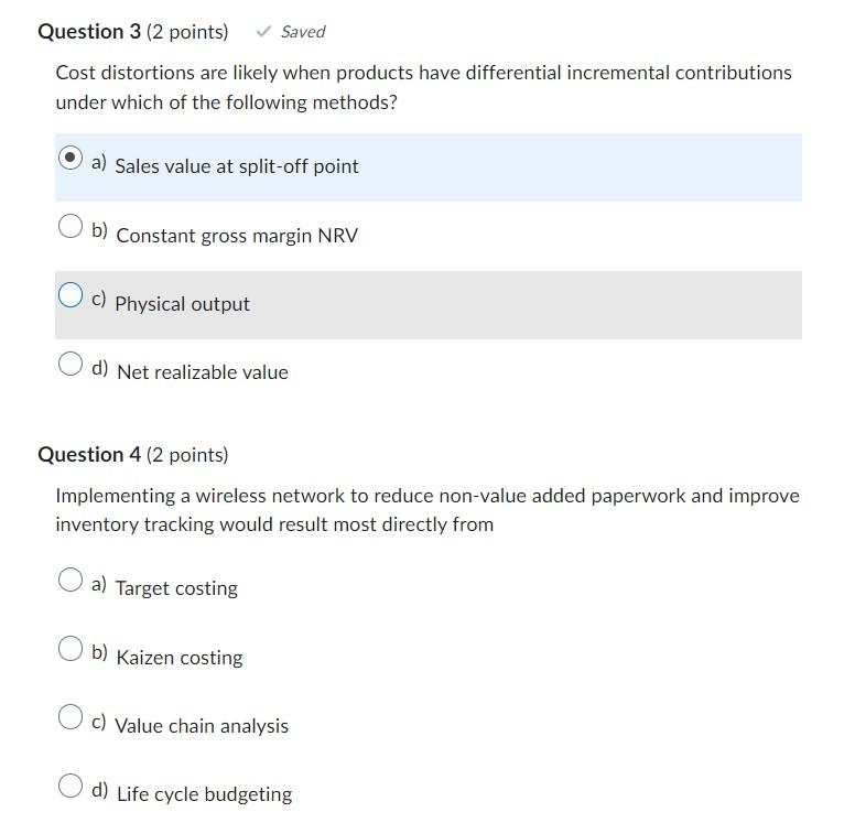 distinct products at the point of split-off. Products J, K and L