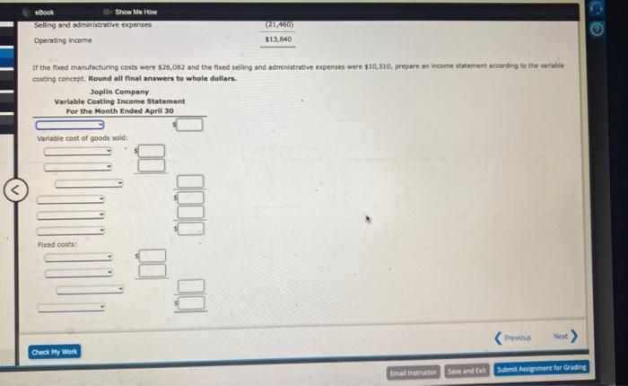 end of the first month of operations, Joplin Company prepared the following