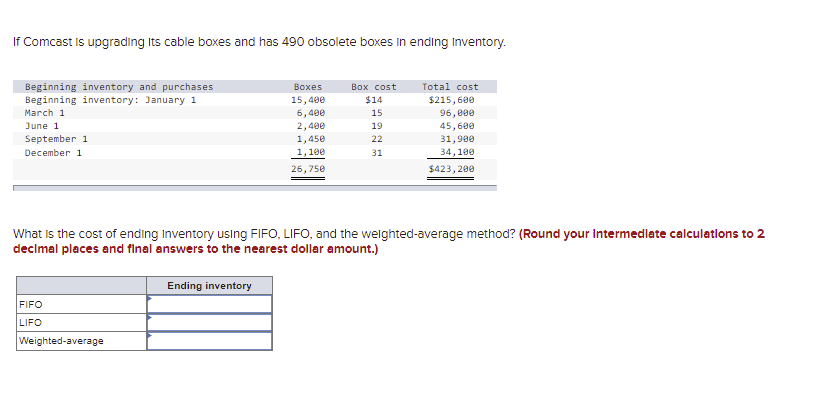 If Comcast is upgrading its cable boxes and has 490 obsolete boxes
