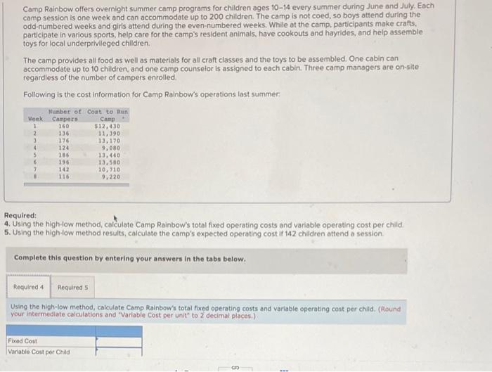 Camp Rainbow offers overnight summer camp programs for children ages 10-14 every