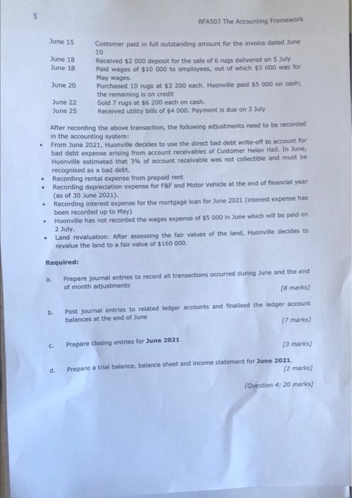 You must attempt ALL questions. Question 4 Huonville Pty Ltd is a