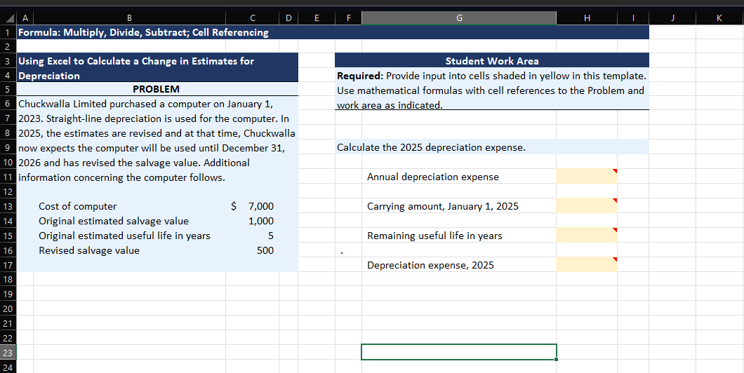 A B 1 Formula: Multiply, Divide, Subtract; Cell Referencing 2 3 Using