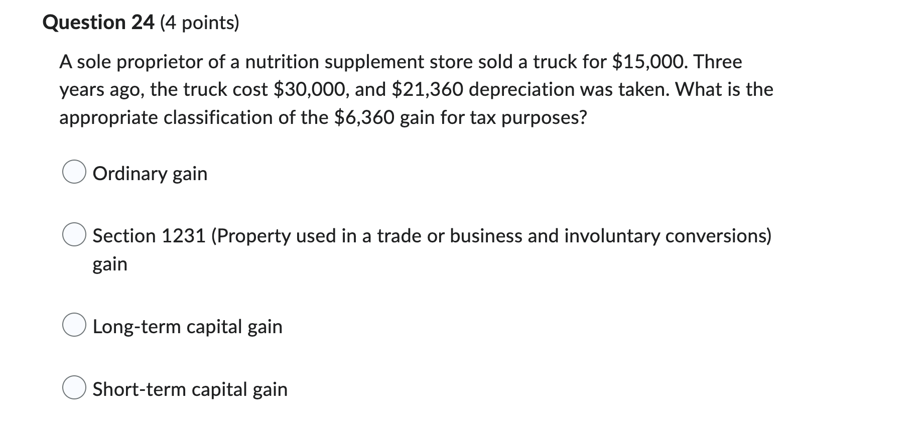 original cost of $100,000 and accumulated depreciation of $30,000 for a business-use