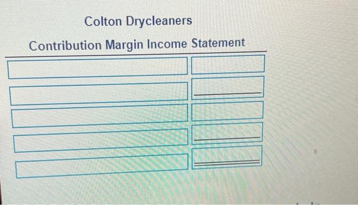 Colton Drycleaners Contribution Margin Income Statement