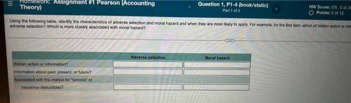 Homework: Assignment #1 Pearson (Accounting Theory) Question 1, P1-4 (book/static) Part 1