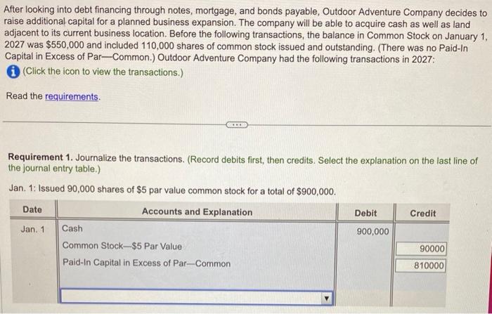 After looking into debt financing through notes, mortgage, and bonds payable, Outdoor