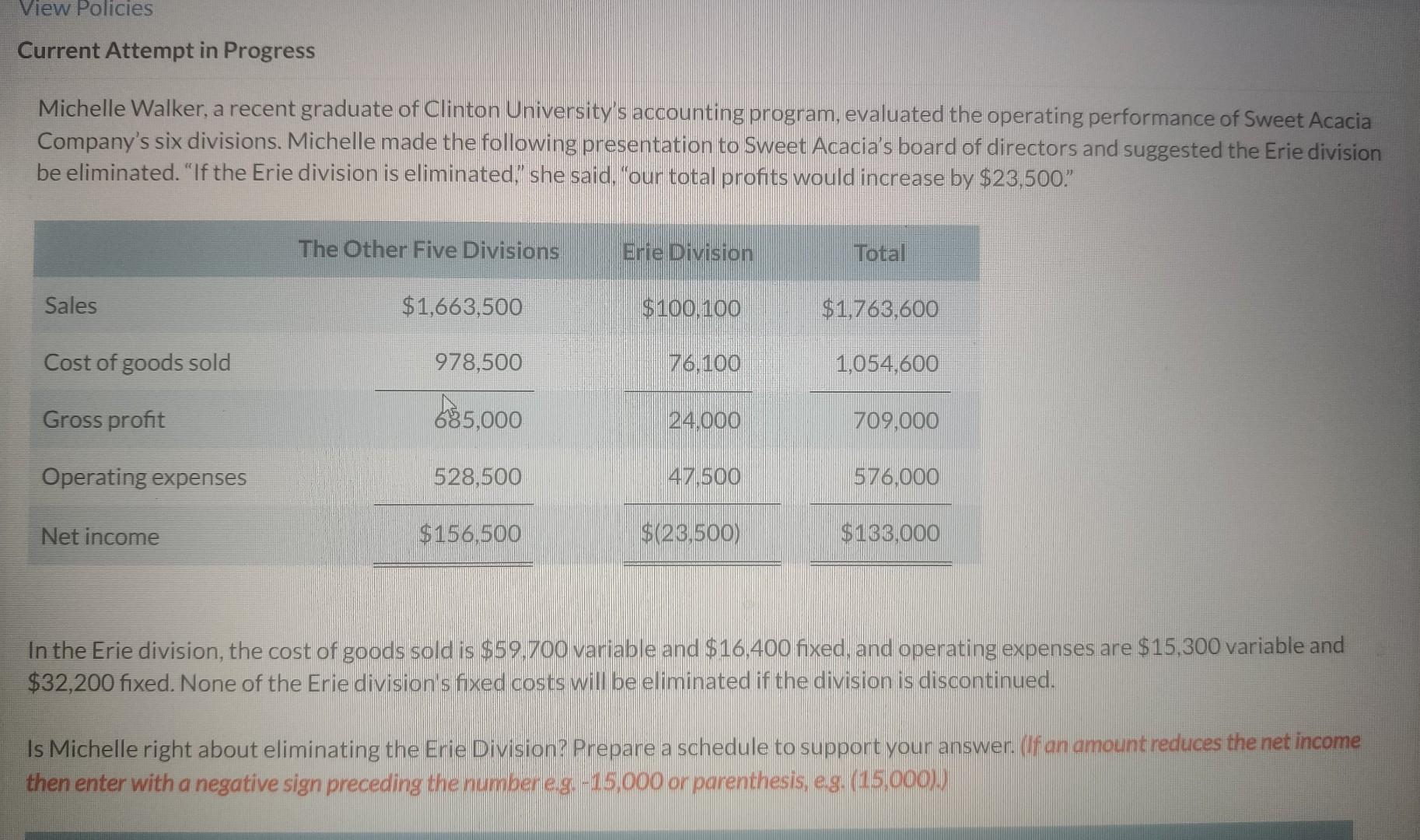 View Policies Current Attempt in Progress Michelle Walker, a recent graduate of
