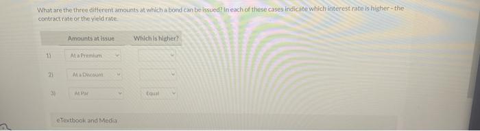 What are the three different amounts at which a bond can be