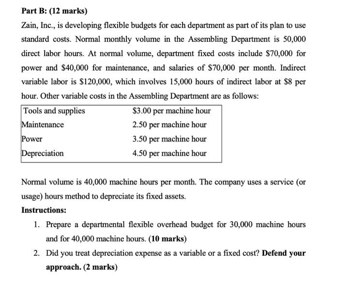 department as part of its plan to use standard costs. Normal monthly