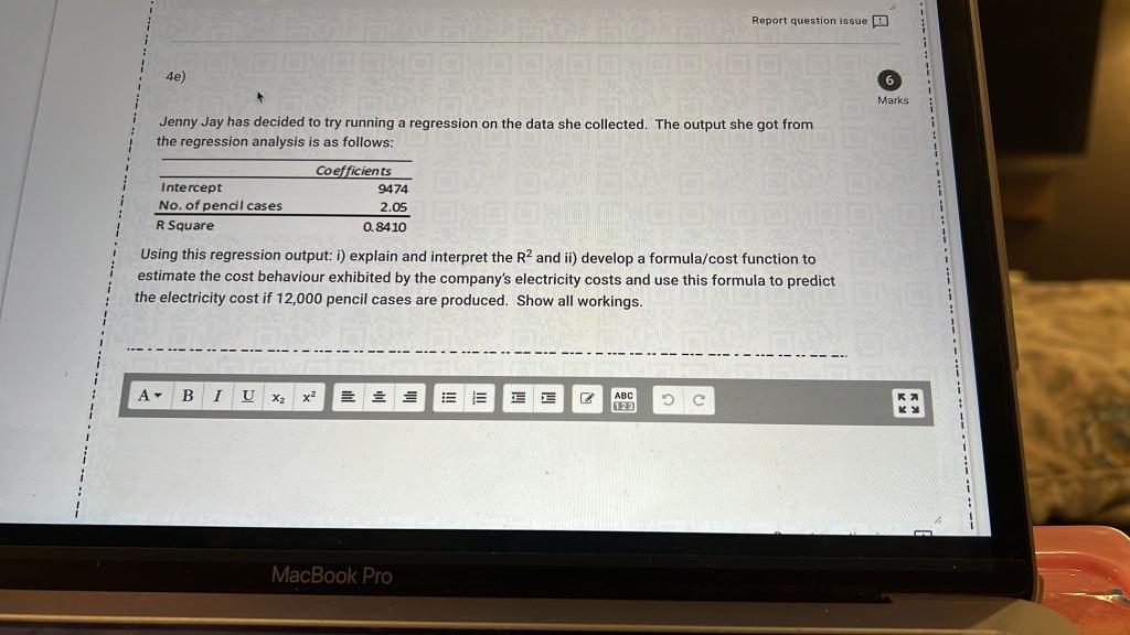 4e) Report question issue Jenny Jay has decided to try running a