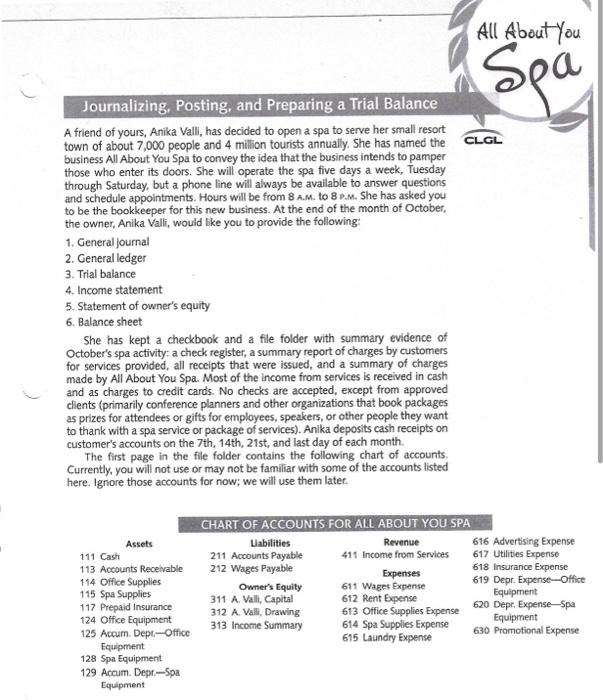 October 31, 20 All About You Spa Statement of Owner's Equity For