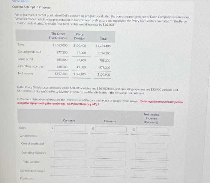 View Policies Current Attempt in Progress Veronica Mars, a recent graduate of