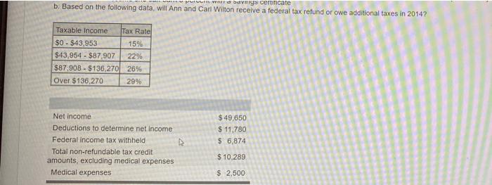 perver will savings certificate b. Based on the following data, will Ann