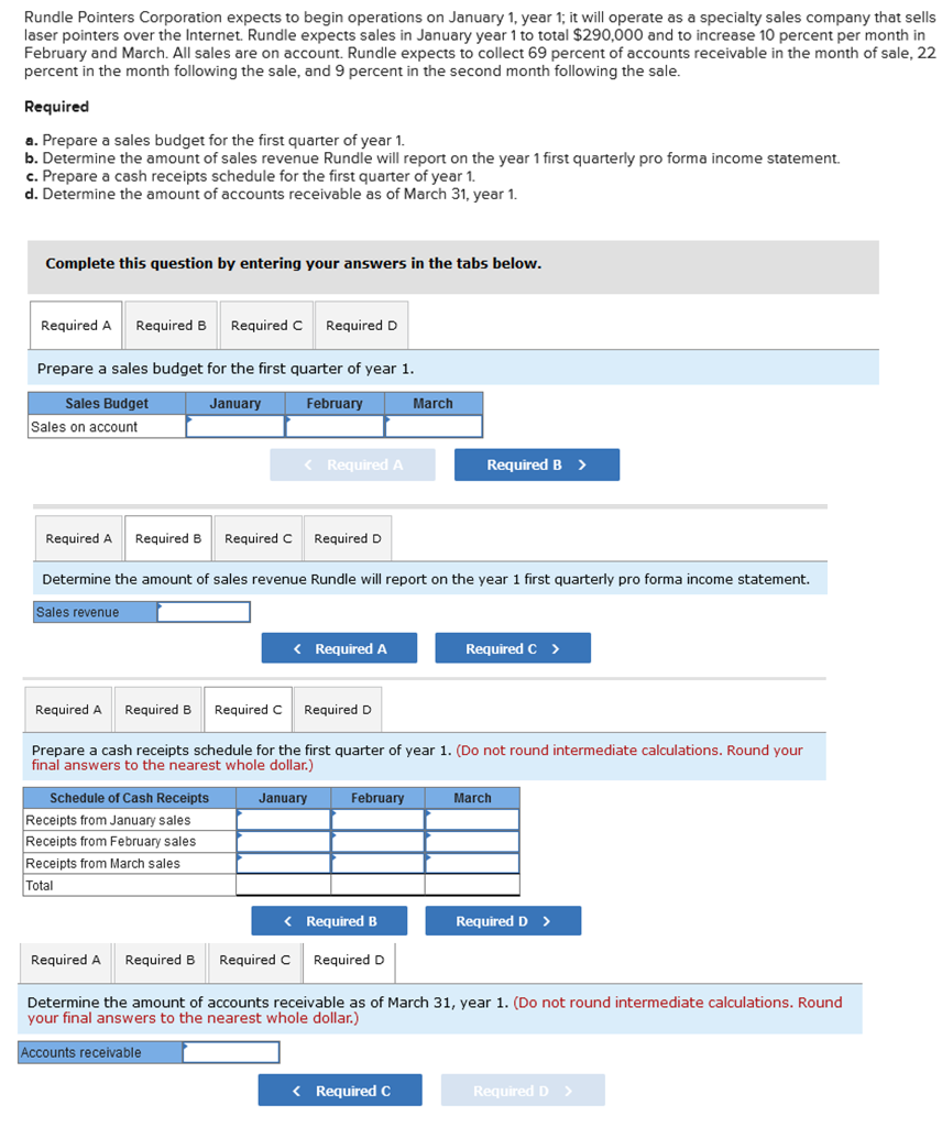 Rundle Pointers Corporation expects to begin operations on January 1, year 1;