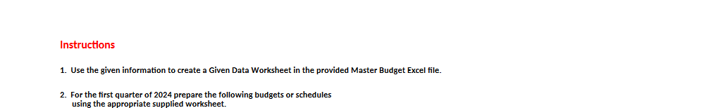 Instructions 1. Use the given information to create a Given Data Worksheet
