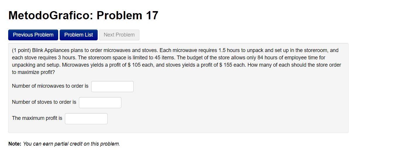 MetodoGrafico: Problem 17 Previous Problem Problem List Next Problem (1 point) Blink