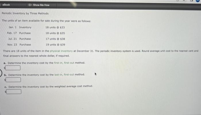 eBook Show Me How Periodic Inventory by Three Methods The units of