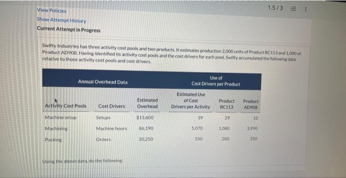View Policies Show Attempt History Current Attempt in Progress 1.5/3 E Swifty