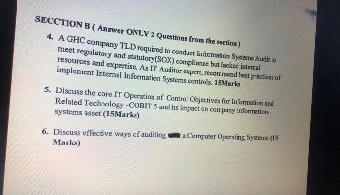 SECCTION B (Answer ONLY 2 Questions from the section) 4. A GHC