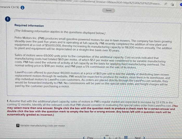 mework CH 16 dex.html?_con=con&external_browser=0&launchUrl=https%253A%252F%252Fnewco... A Saved ! Required information [The following information