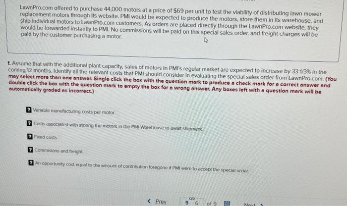 applies to the questions displayed below.) Petro Motors Inc. (PMI) produces small