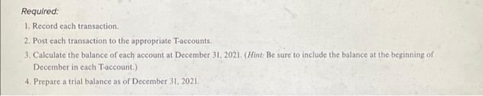 the following account balances: