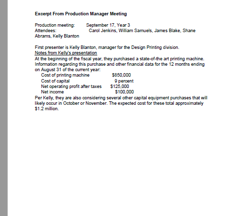 division Date: September 20, Year 3 Re: August production data and future