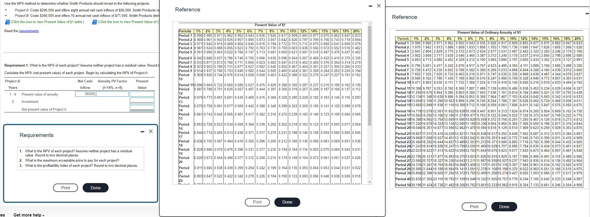 Use the NPV method to determine whether Smith Products should invest in
