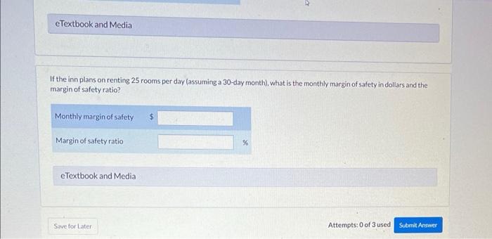 Progress The Richibouctou Inn is trying to determine its break-even point. The