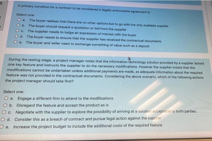 8 A primary condition for a contract to be considered a legally
