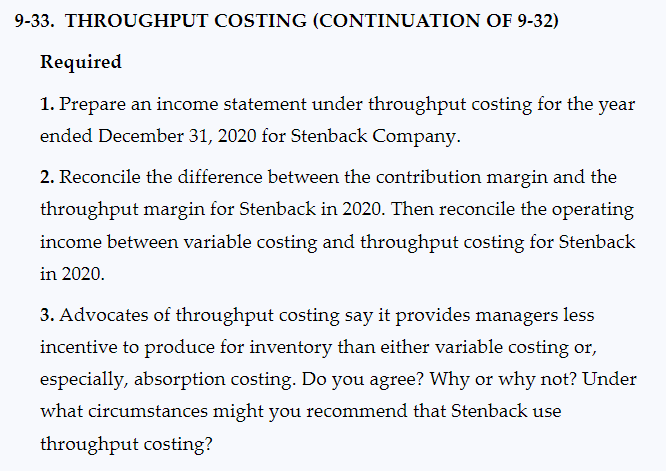 system based on standard costs. Variable manufacturing cost consists of direct material