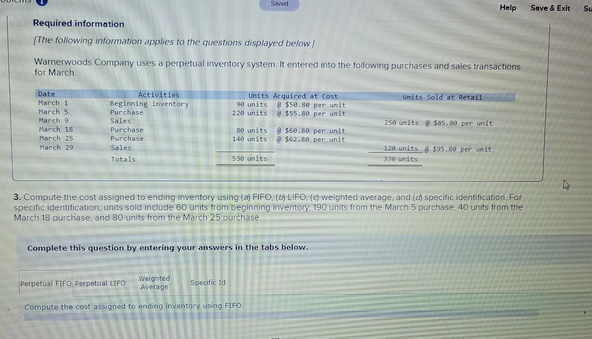 Saved Help Save & Exit Su Required information [The following information applies