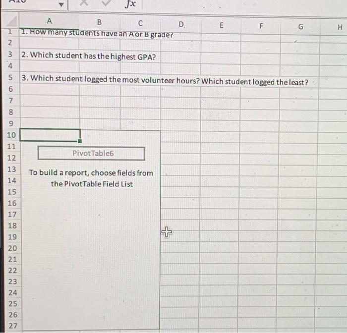 on the PivotAnalysis worksheet. Use the following criteria to create the PivotTable: