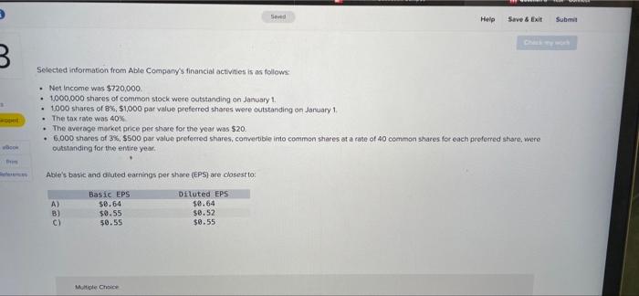 B Seved Help Save & Exit Submit Check my work Hoped Selected