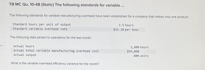 TB MC Qu. 10-48 (Static) The following standards for variable... The following