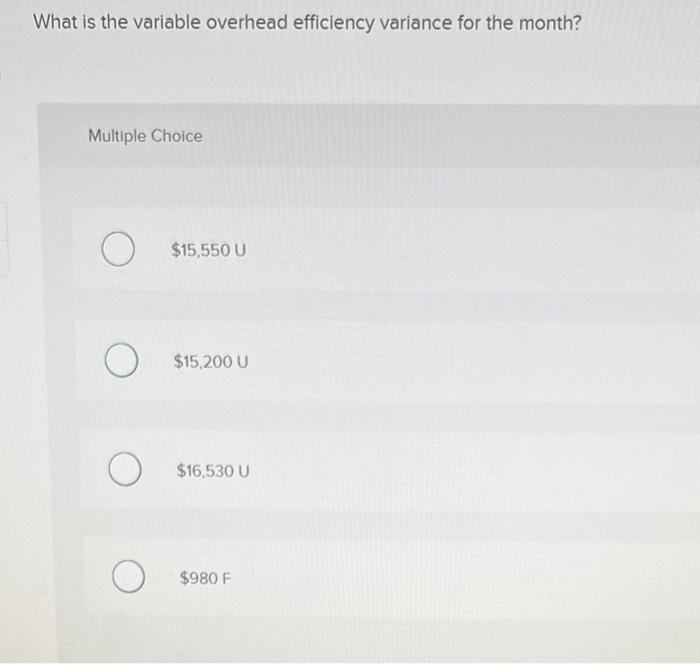standards for variable manufacturing overhead have been established for a company that