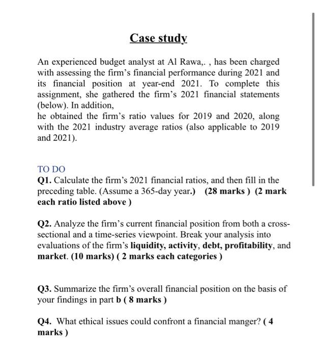 Case study An experienced budget analyst at Al Rawa,., has been charged
