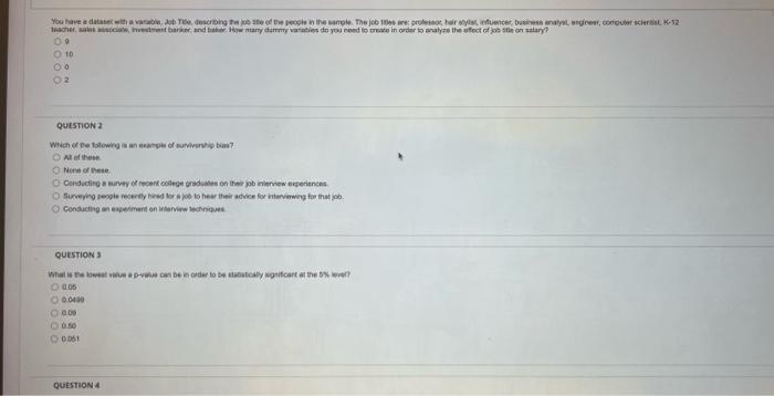 1. You have a dataset with a variable, Job Title, describing
