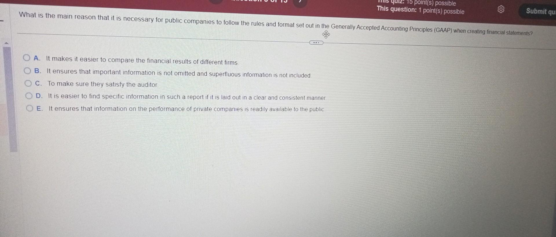 quiz: 15 point(s) possible This question: 1 point(s) possible Submit qui What