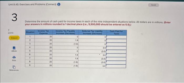 Unit 8 AS: Exercises and Problems (Connect) 3 Seved Determine the amount