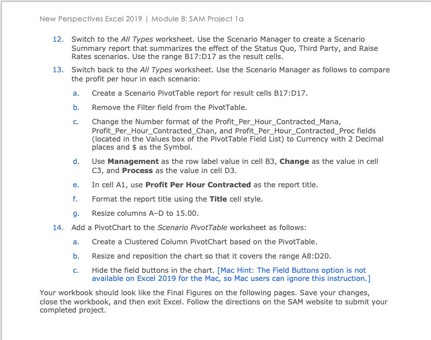 New Perspectives Excel 2019 | Module 8: SAM Project la 12. Switch
