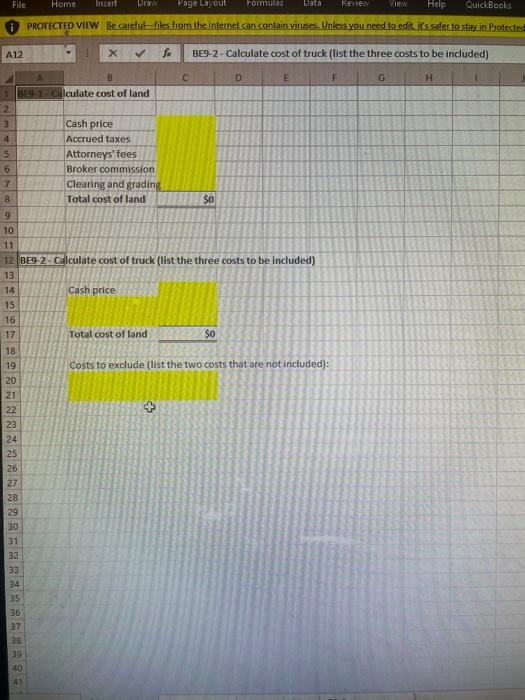 File Home Insert Draw Page Layout Formulas Data Review View Help QuickBooks