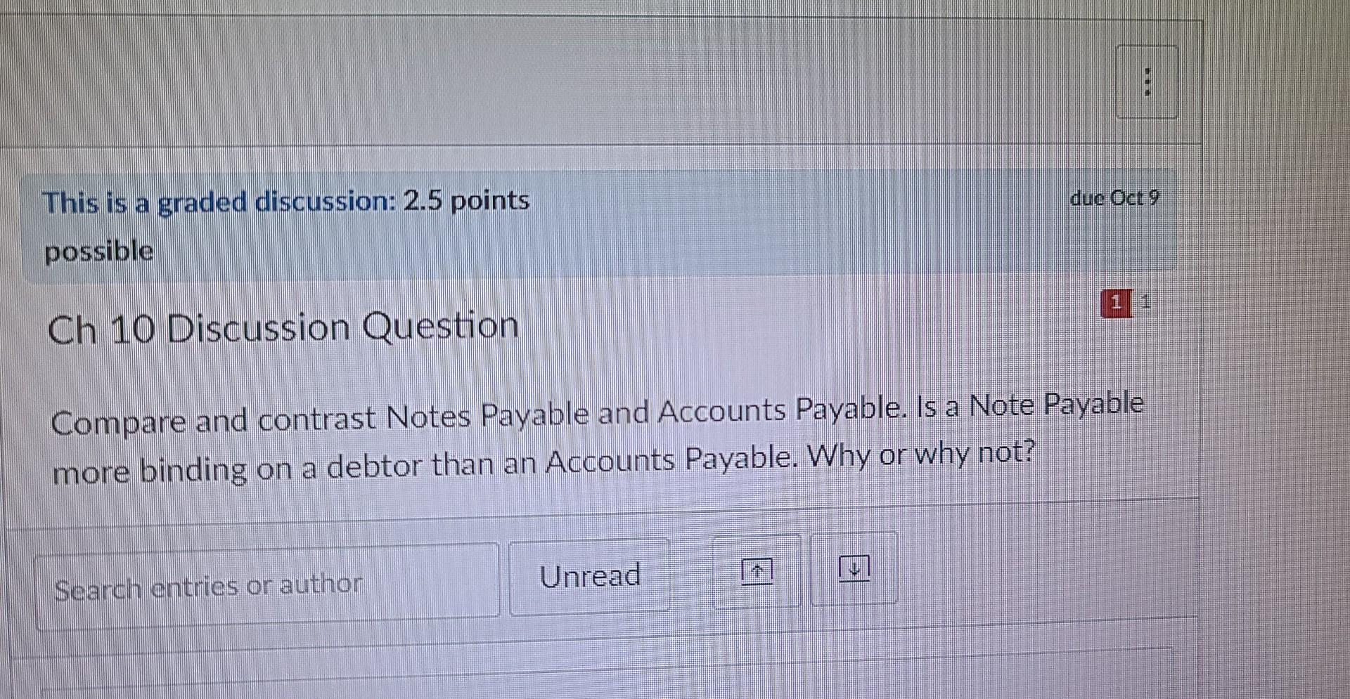 This is a graded discussion: 2.5 points possible Ch 10 Discussion Question