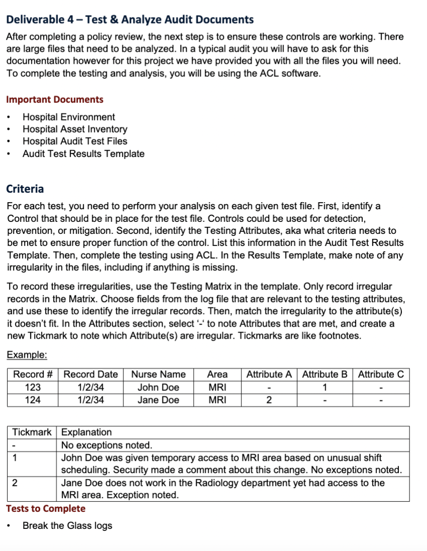 Deliverable 4- Test & Analyze Audit Documents After completing a policy review,